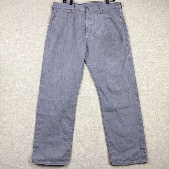 Levi's Other - Levis 501 Original Fit Grey Straight Leg‎ Button Fly Denim Jeans Mens 38x32
